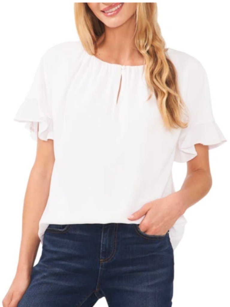 Cece Ruffle Sleeve Crepe Blouse In New Ivory Nwt Women's Size S